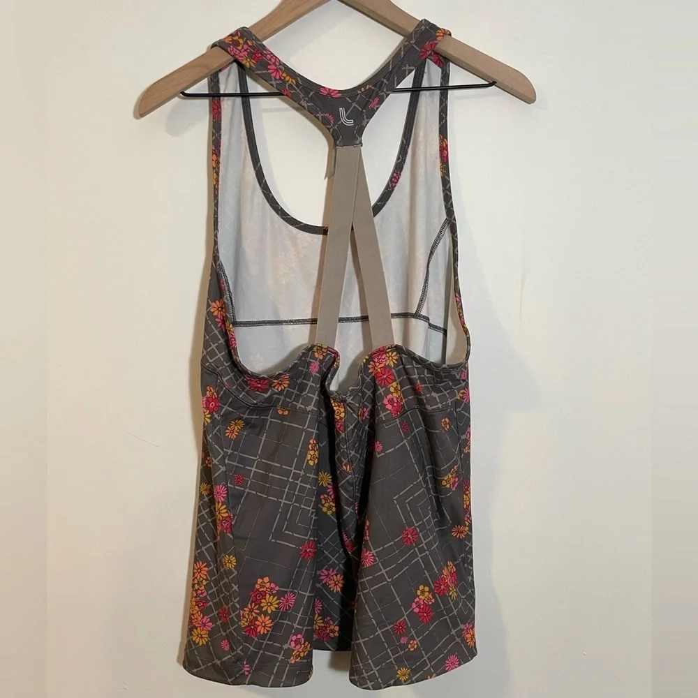 LOLE Tank Top L UPF 50 Wicking Quick Dry Stretch Yoga Run Fitness Floral Workout - Picture 4 of 8